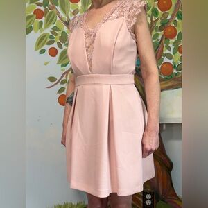 BCBGeneration lace-inset fit and flare dress, size 8 in mauve